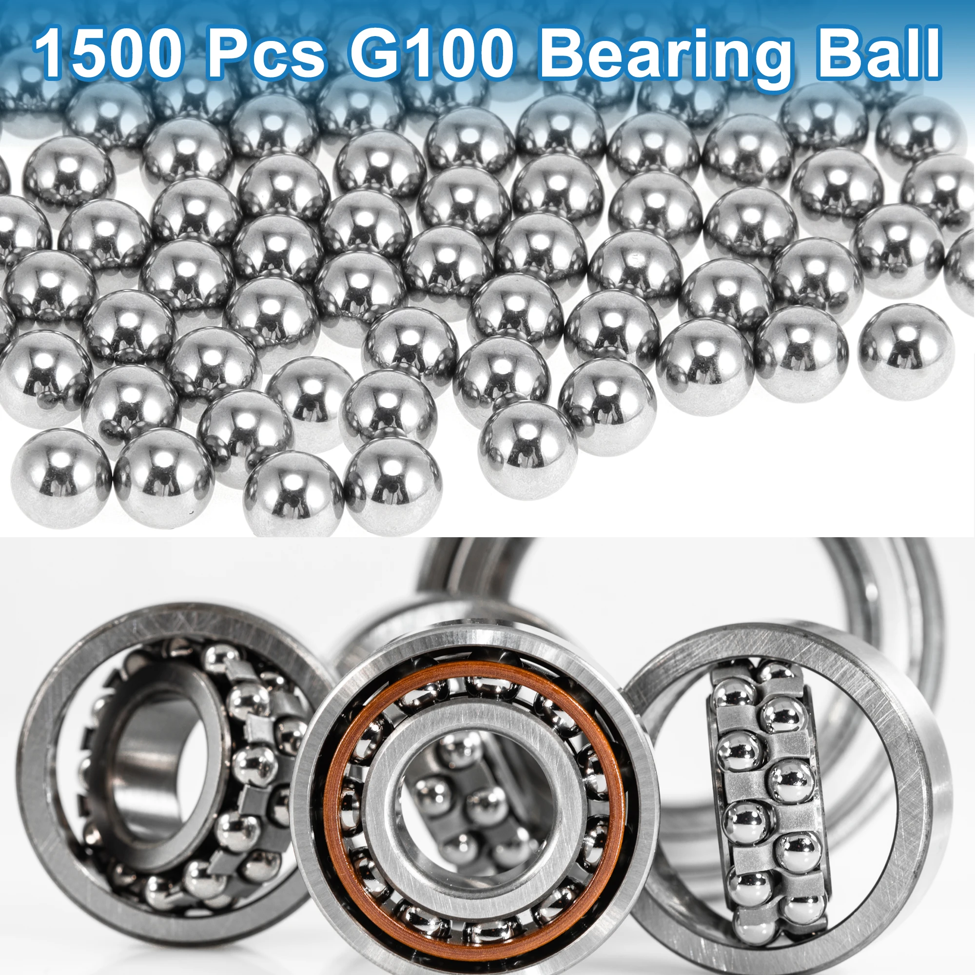 X Autohaux 1.2 مم محمل كروي فولاذي G100 كرة دقيقة فضية اللون 1500 قطعة #2