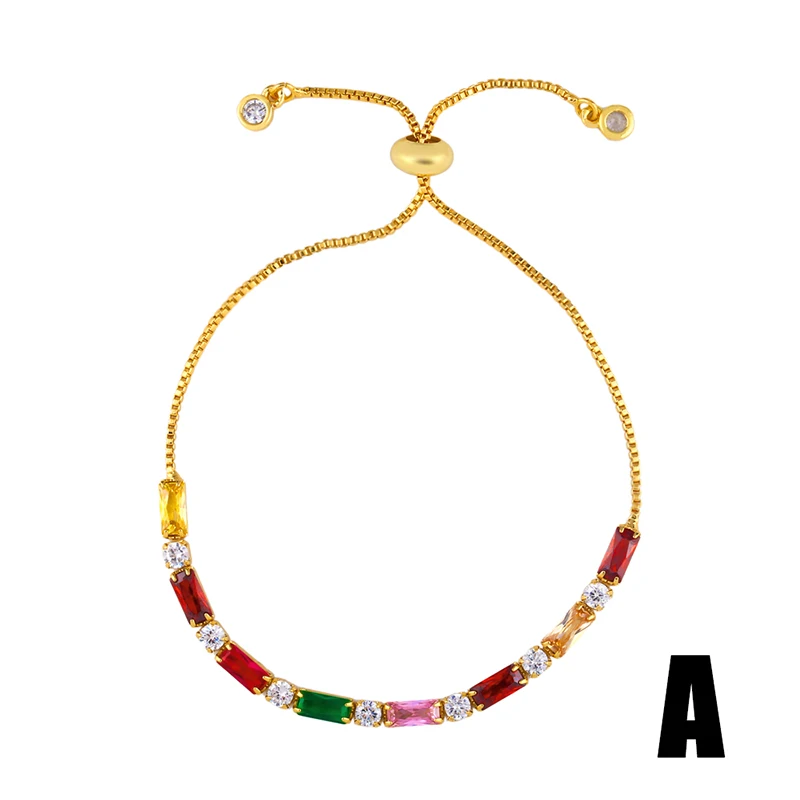 FLOLA CZ Rainbow Cross Bracelet Woman Rainbow Crystal Boy Girl Heart Bracelet Gold Plated Jewelry pulseras mujer moda brtb78