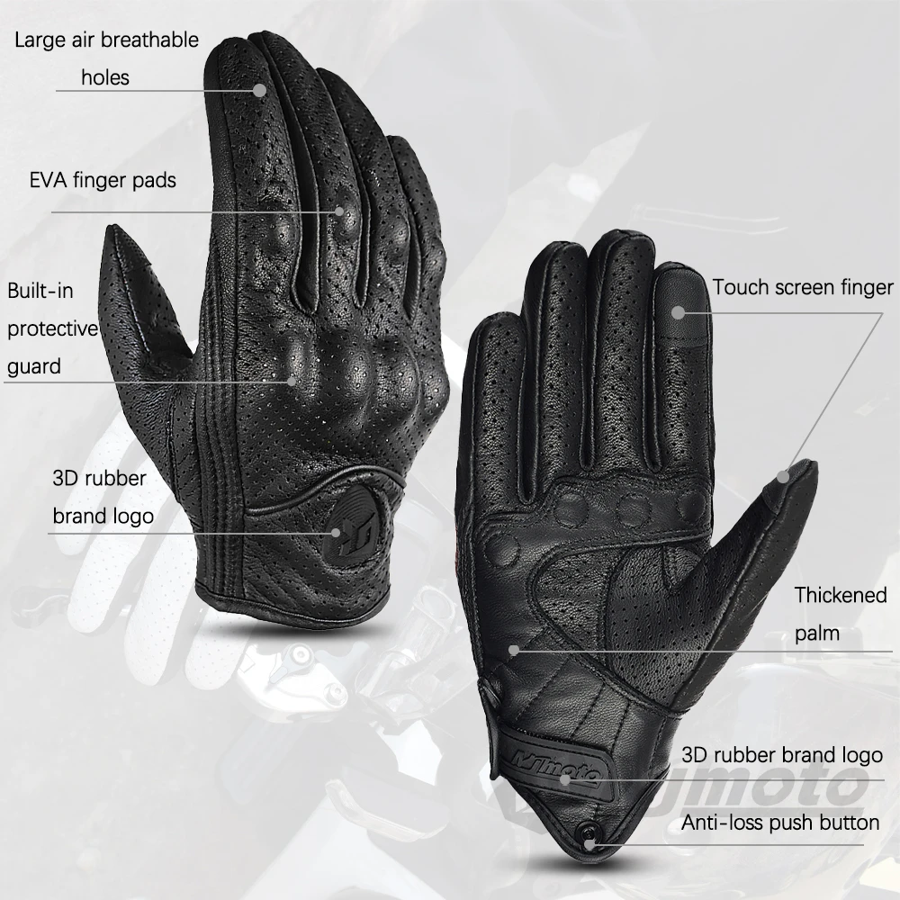 Retro Leather Motocycle Gloves Comfortable Motorbike Guantes Wear-Resistant Motocross Gloves Full Finger Protection Moto Gloves