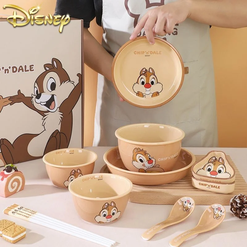 New Disney Chichiti Ceramic Lace Bowl Cute Beauty Home Supplies Breakfast Salad Bowl Ceramic Noodle Bowl Chopstick Xmas Gifts