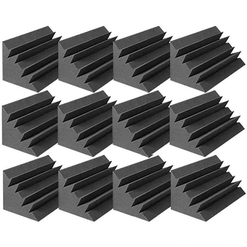 12 Pcs Acoustic Panels Studio Acoustic Soundproof Foam,Sound Treatment Absorption Sponge,Sound Panels Wedges,12X12x24cm