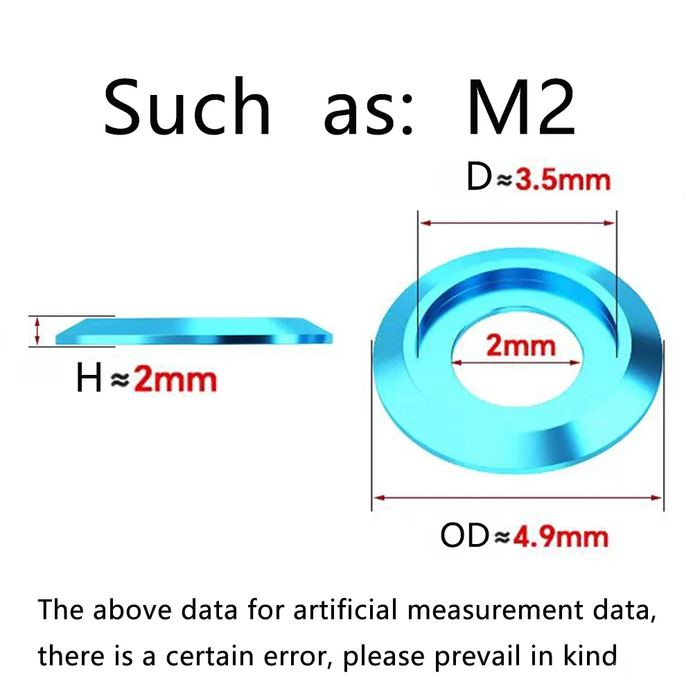 Aluminum Round Head Washer M2 M2.5 M3 M4 M5 M6 M8 Colourful Aluminum Cup Head Washer for ISO7380 Button Head Screw Bolts