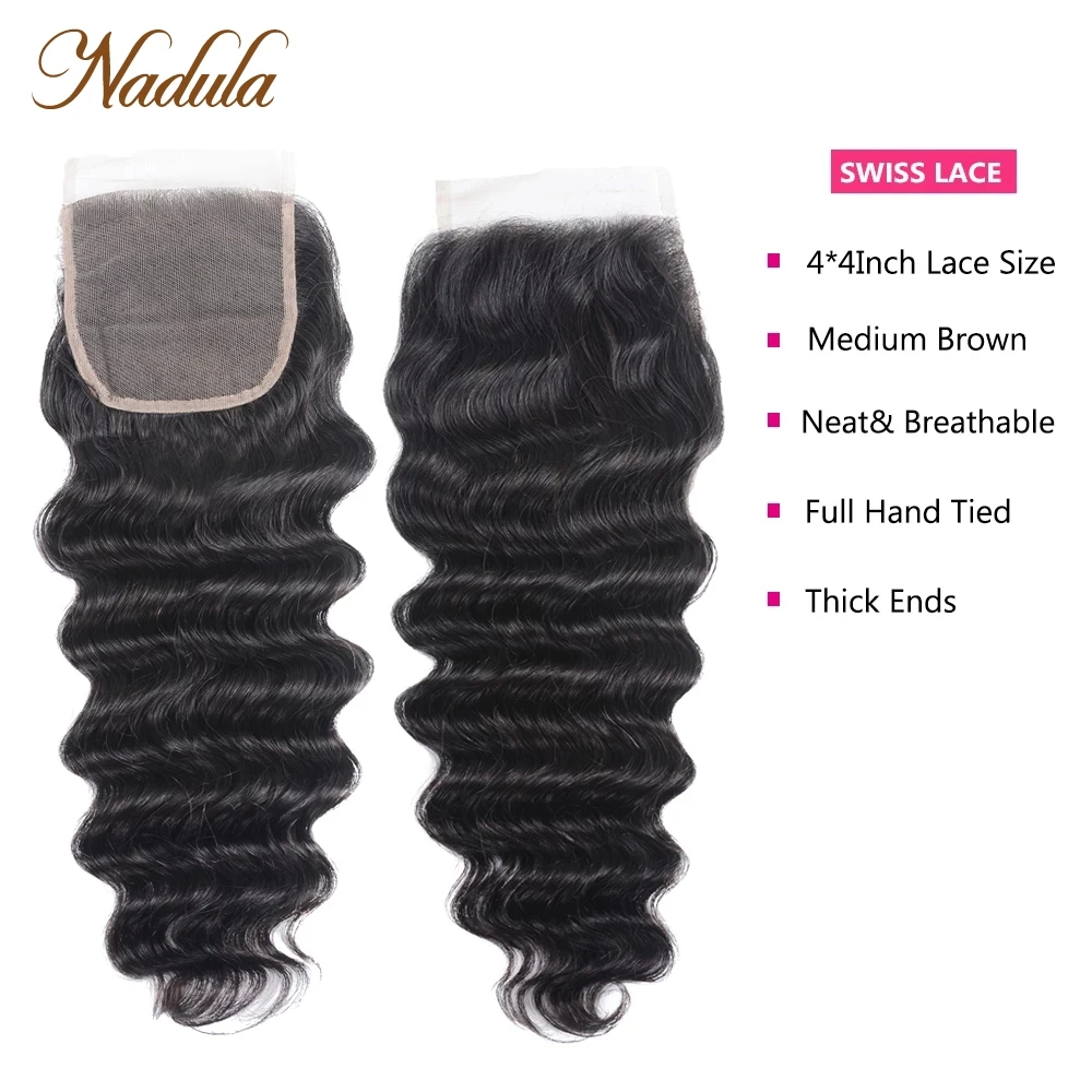 Nadula Hair Loose Deep Bundles With Closure Brazilian Human Hair Weave Bundles With Closure Remy Hair Bundles With Closure