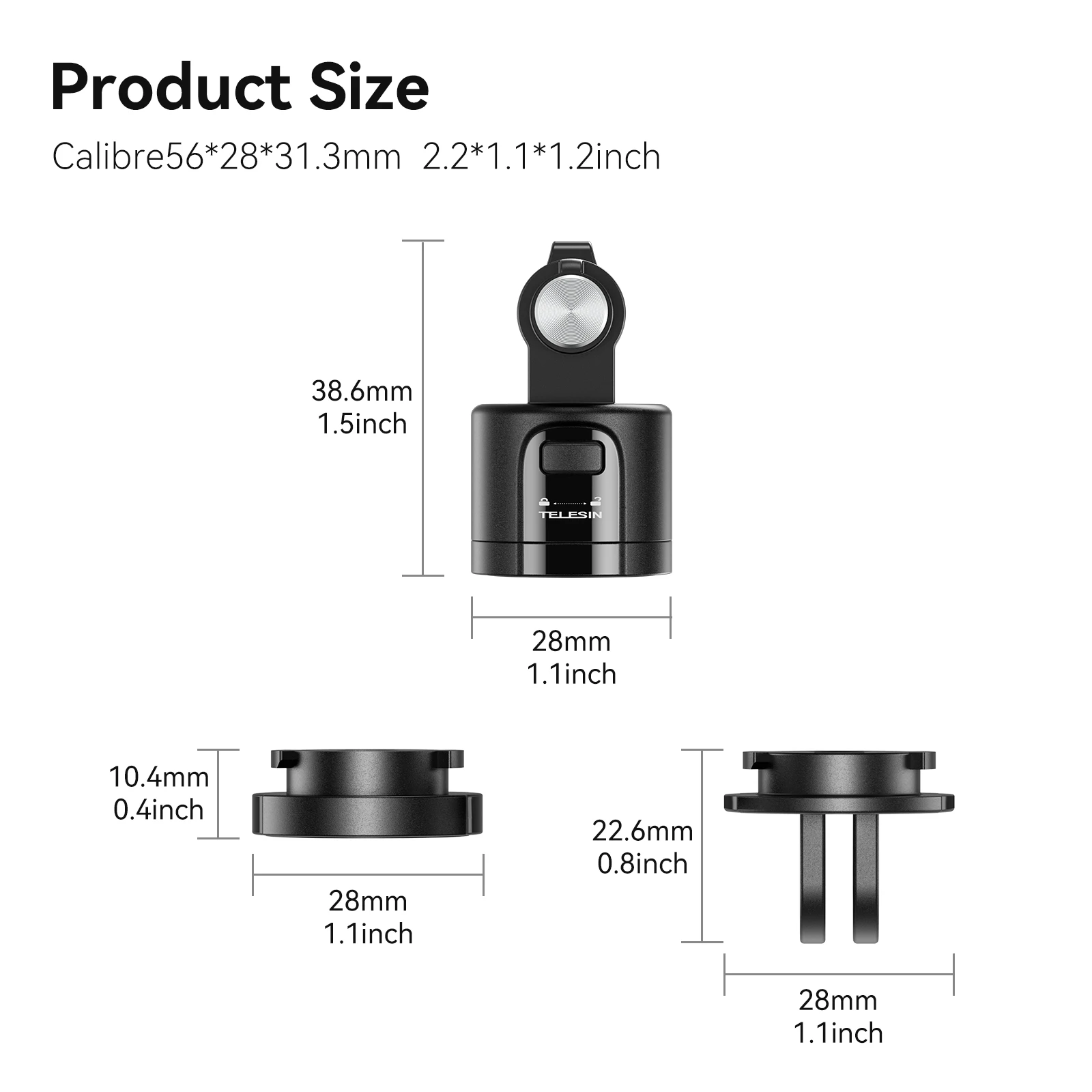 TELESIN Magnetic Quick-Release Adapter Kit with 1/4 screw for Gopro 12 11 10 9 Dji Insta360 X3 GO3 Action Camera Magnetic Quick