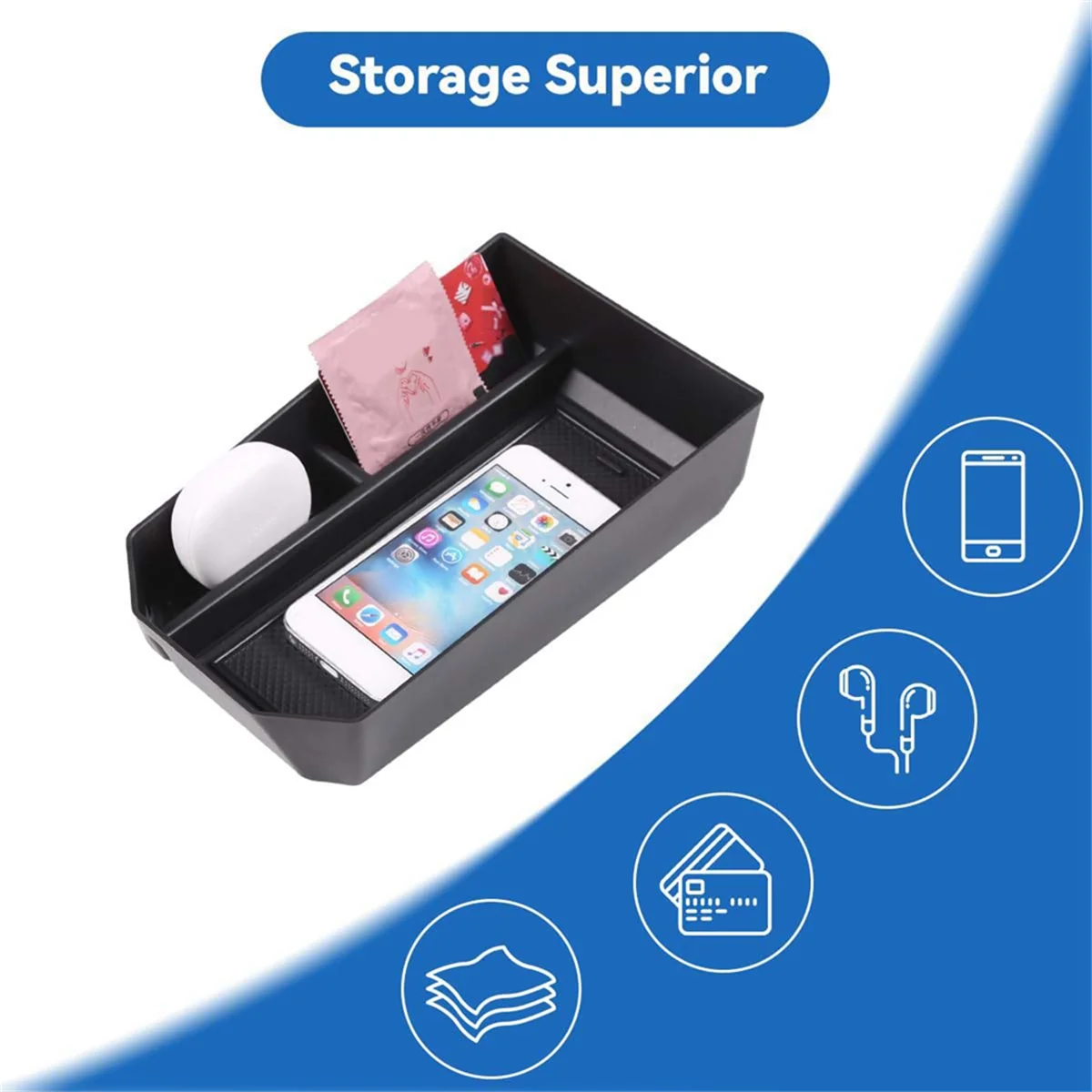 صندوق مسند الذراع لوحدة التحكم المركزية صندوق تخزين صينية تنظيم لسيارات BMW 5 Series G60 2024 الملحقات الداخلية #3