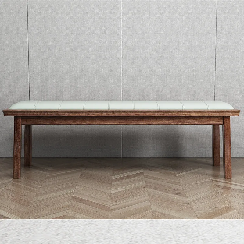 Factory Direct 2026 Top RatedEstilo chino, moderno, simple, taburete junto a la cama, madera maciza de ébano, cama de 1,5 metros