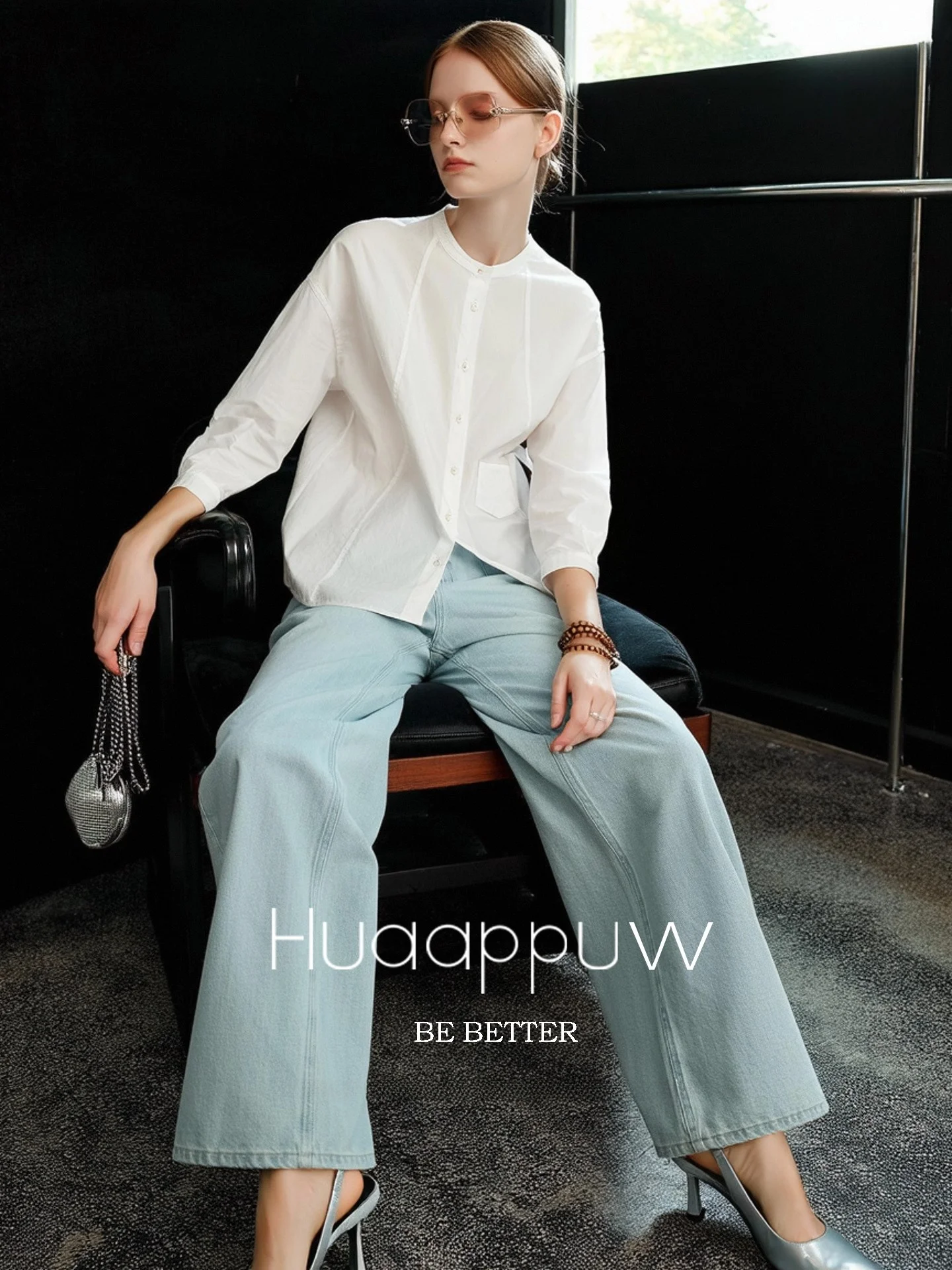 

Huaappuw Women's Casual Loose Fit Shirt Summer 2026 New Style Simple White Versatile Top French Style Button Detail