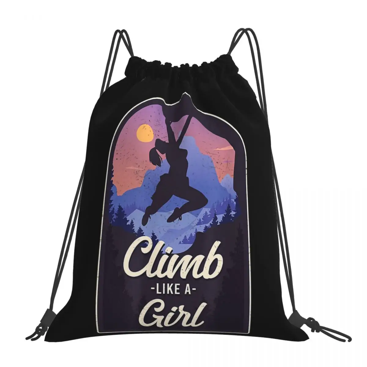 Rock Climbing Climber Climb Like A Girl Backpacks Multi-function Portable Drawstring Bags Shoes Bag Book Bags For Travel School