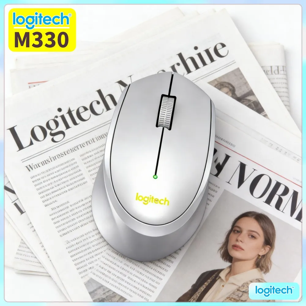 Logitech M330 Wireless Silent Mouse 2.4G Optical Tracking Ergonomic Shape Long Battery Compact For Desktop Laptop Office Study