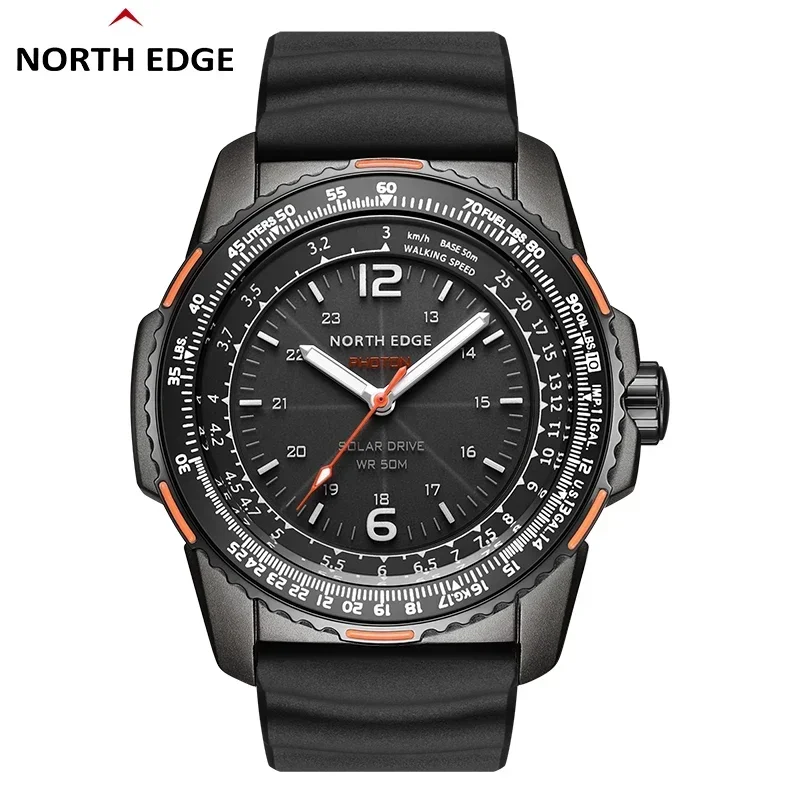 New NORTH EDGE PNewON  Waterproof 50M Men's Sport Wristwatches Men Digital Military Watch Solar Power Luminous Enviormentally Cl