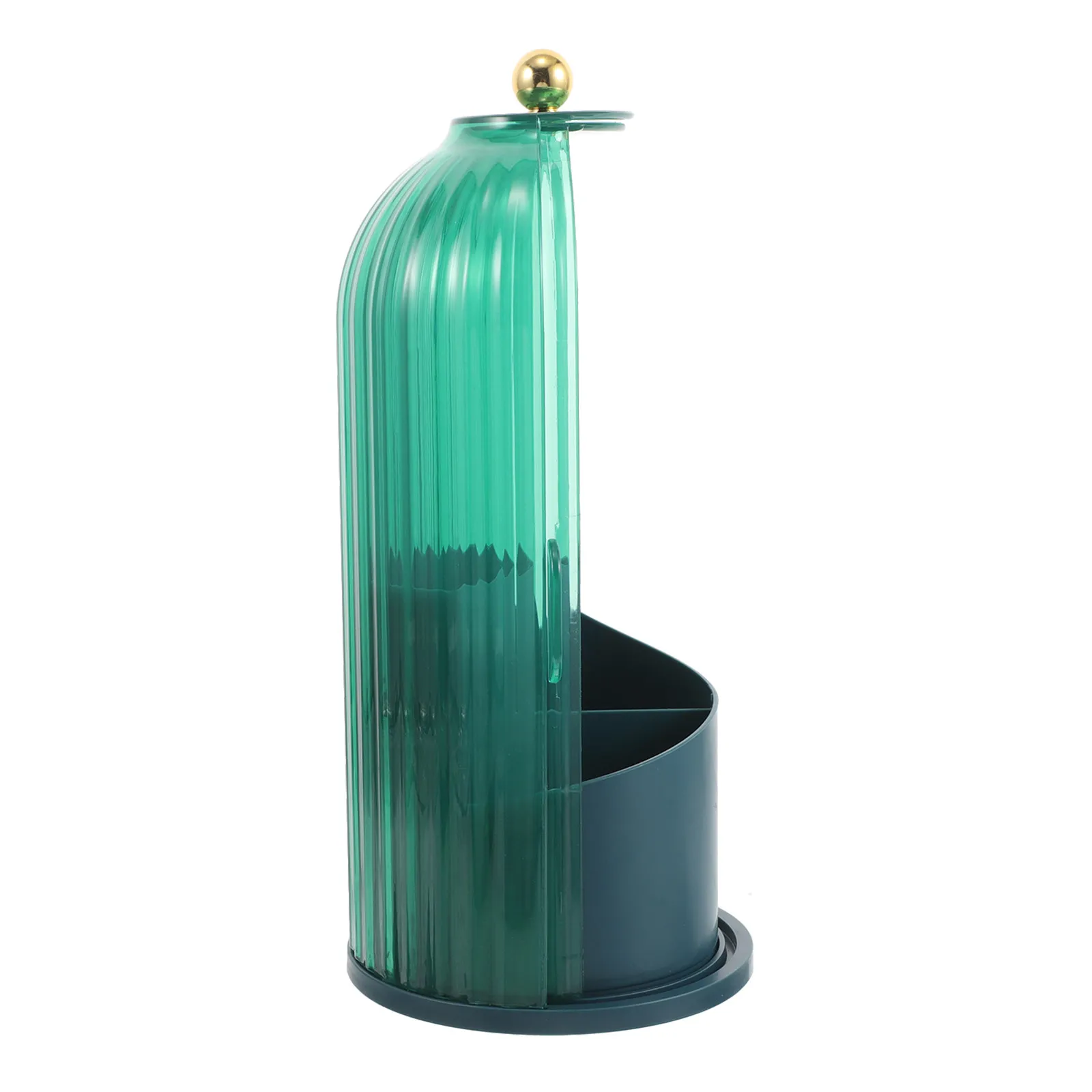 Makeup Brush Holder Rotating Organizer Dustproof Waterproof Lid Transparent Vanity Bathroom Countertop Storage Green
