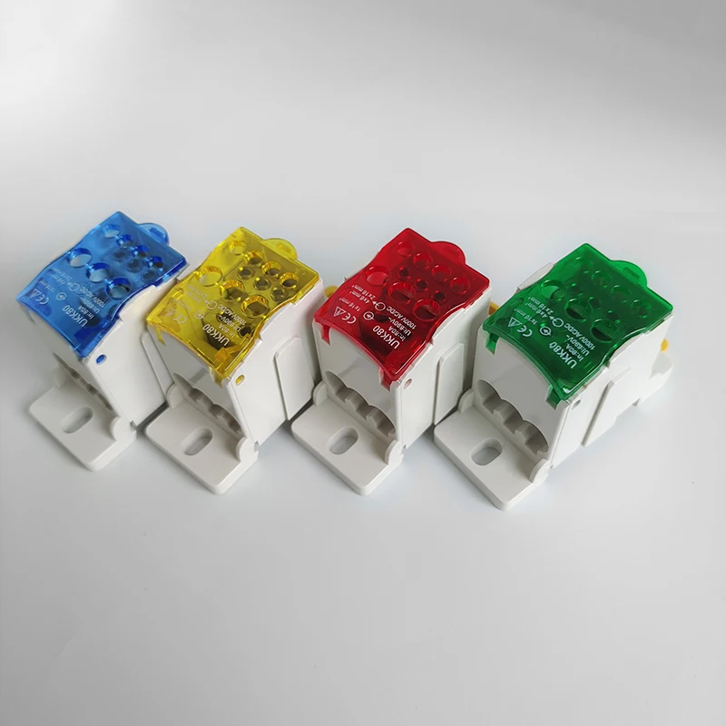 1PCS  UKK 80A Din Rail Distribution Box Block One In Multiple Out Power Universal Wire Connector Junction Box Terminal Block
