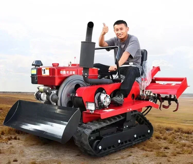 Small Agricultural Crawler Cultivator, Agricultural Machinery Equipment, Hand-held Tractor, Hot Selling 35HP50HP Garden Seeder