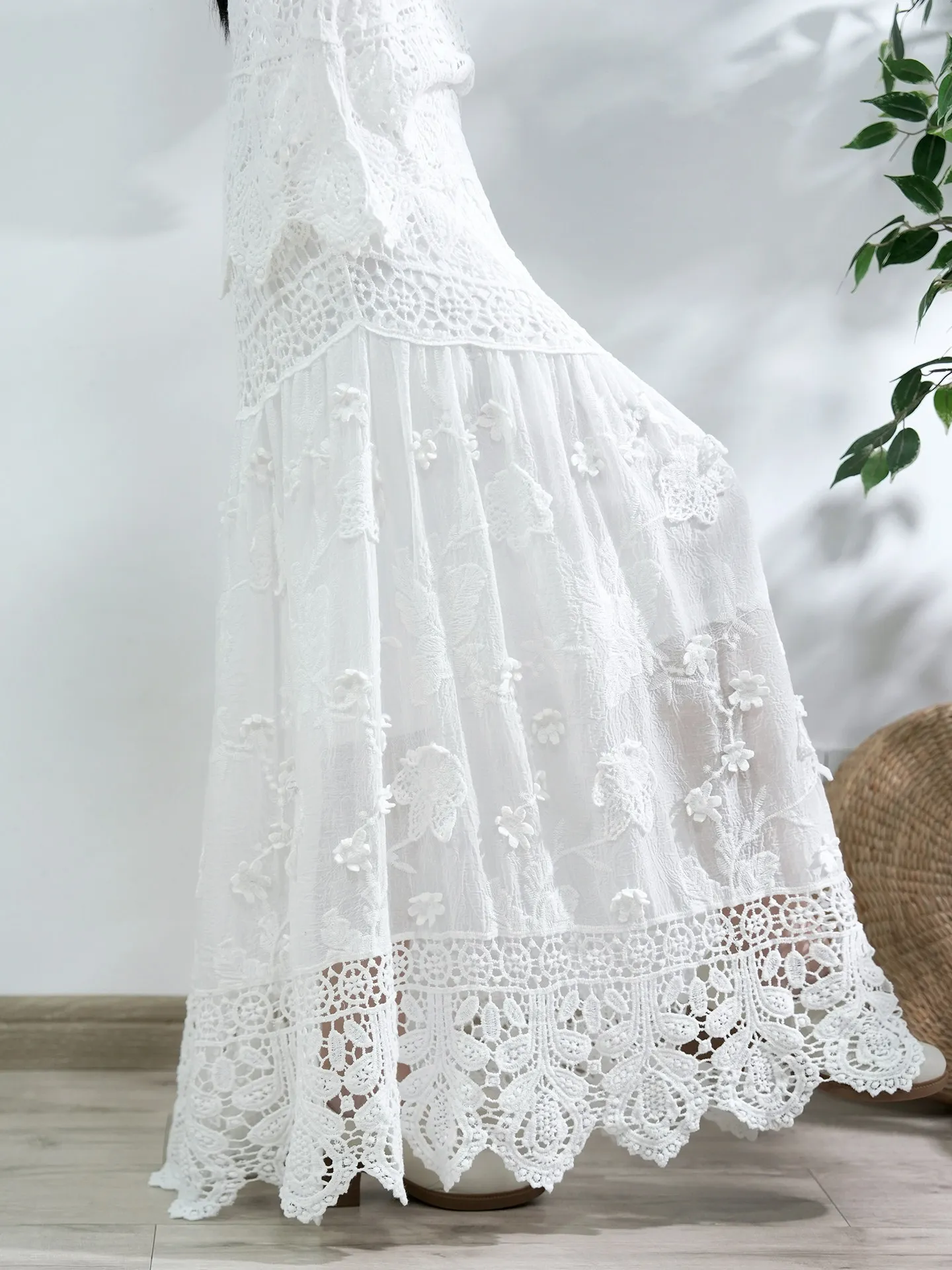 TIYIHAILEY Long Maxi Skirt for Women, Crochet Skirts, Knitting Beige Ladies Spring, Summer, New Fashion, 2026 Hollow Out Lace