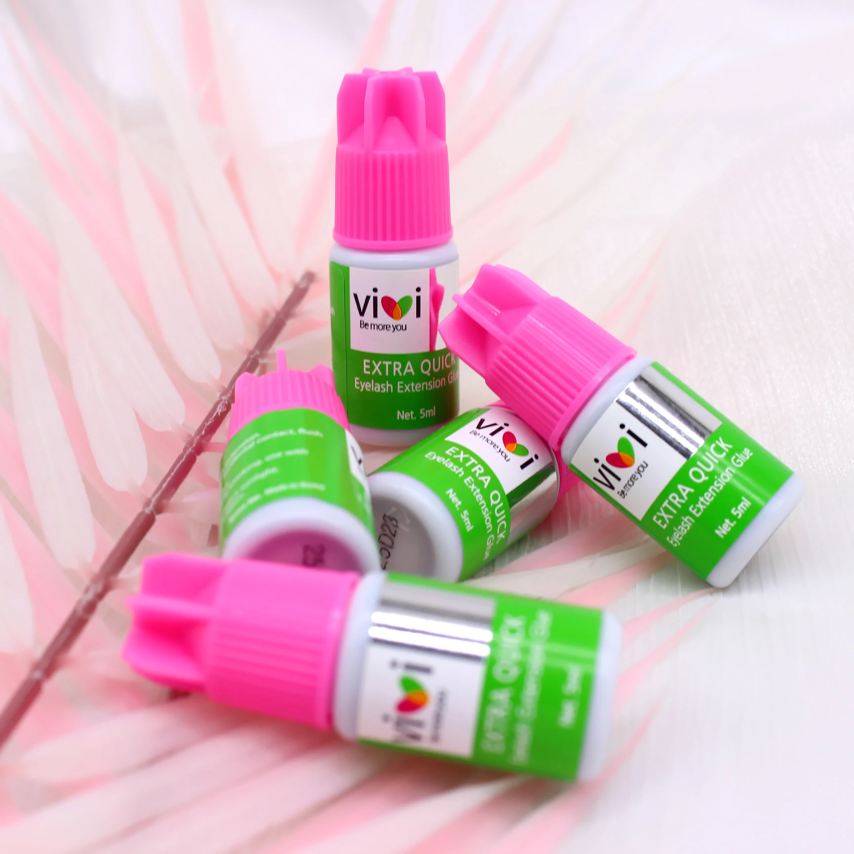 1 botella de pegamento VIVI Original de Corea para extensiones de pestañas, suministros de 5ml, herramientas de maquillaje, EXTRA RÁPIDO, 5ml, tapa rosa 1-2s de secado rápido