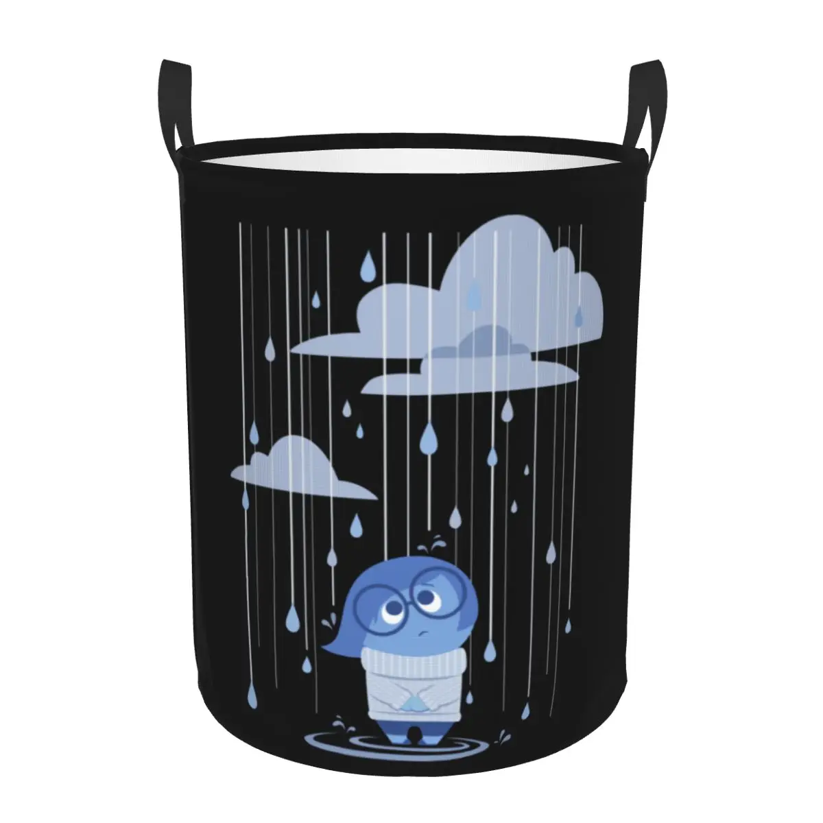 Custom Inside Out Sadness Downpour Laundry Basket Foldable Clothes Toy Hamper Storage Bin for Kids Nursery