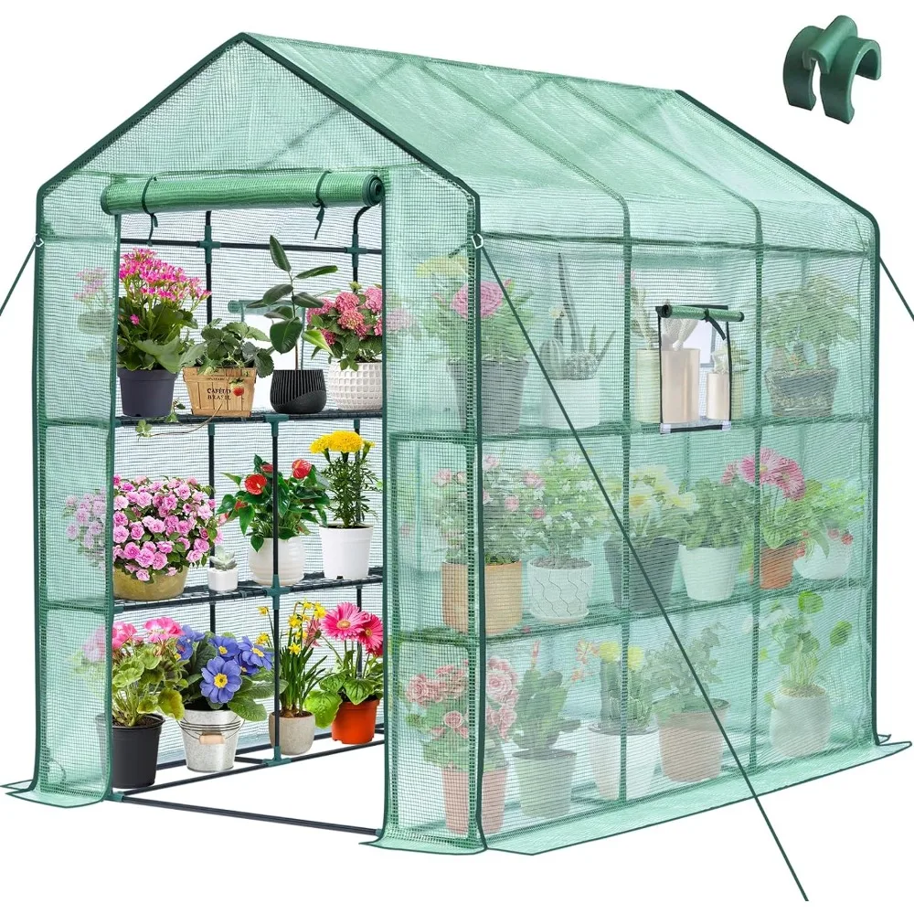 

Greenhouse 56 X 85 X 75 Outdoors Portable Greenhouse Kit with Mesh Side Windows PE Cover Heavy Duty Walk in Green House