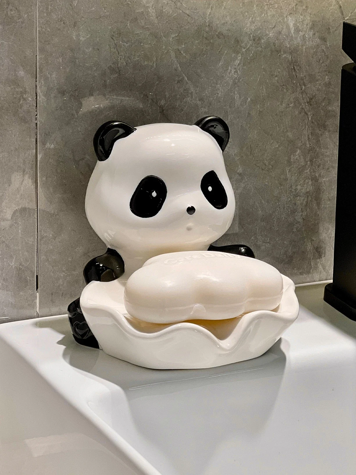 Automatic Draining Creative Panda Soap Box Soap Box Storage Rack Household Ceramic Soap Dish Holder Bathroom Accessories