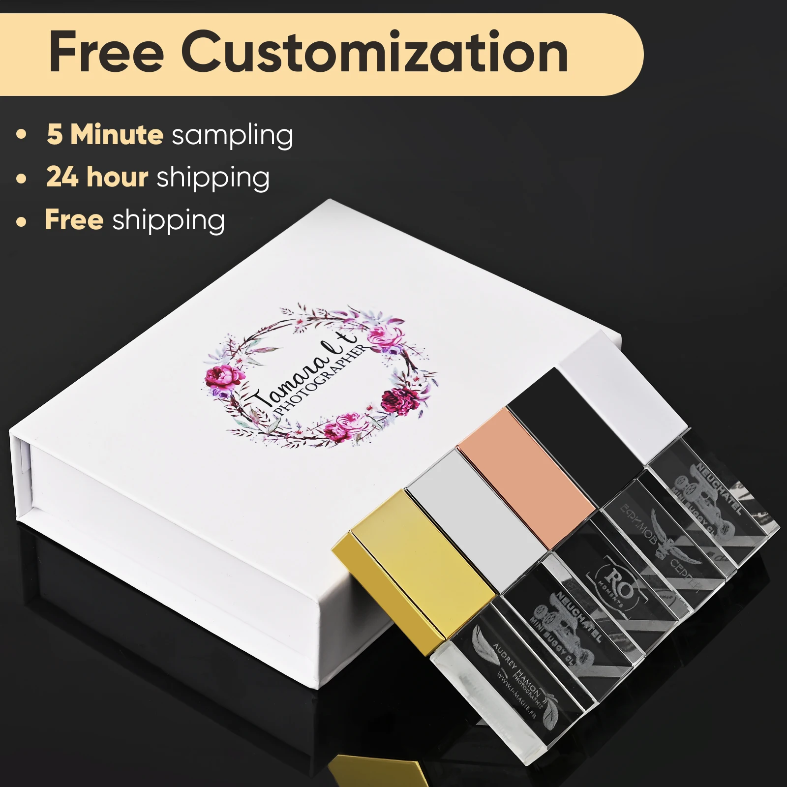 SHANDIAN Wedding Gift 128GB Crystal USB 2.0 64GB Memory Stick Pen Drives U Disk  32GB Free Color originality Logo Flash Drive