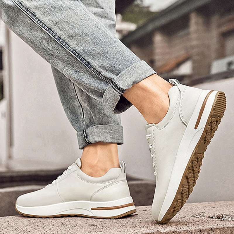 Men's Shoes Outdoor Leather Shoes Autumn Genuine Leather Hollow Breathable Cowhide Running Shoes Hiking Off-road Casual Shoes - Image 4