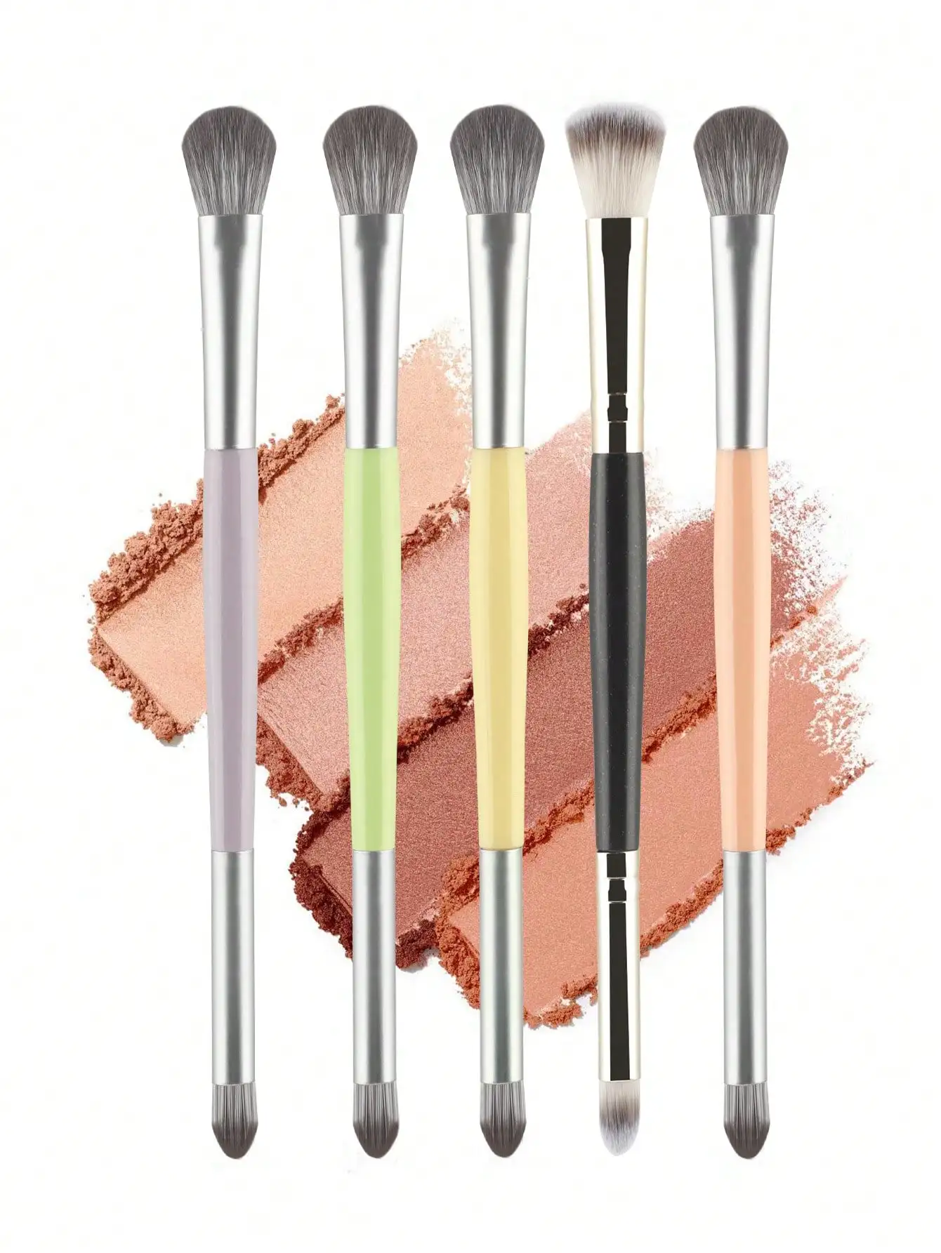 1 Dual-ended Macaron Eye Makeup Brush, Suitable for Blending Eyeshadow, Applying Eyeliner, and Applying Eyeshadow
