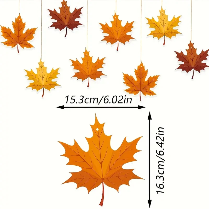 8 Stück Herbst Thanksgiving Ahornblatt Hängedekoration, Herbst Thanksgiving Anhänger, Hängedekoration – Detail 5