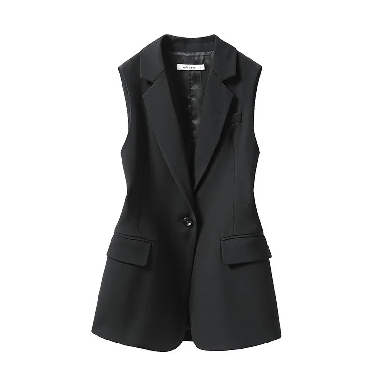 New Black Suit Vest Women's Jacket Women's Vest 2026 Summer New Versatile Sweatshirt Collar Suit Jacket Trendy Commuting Vest