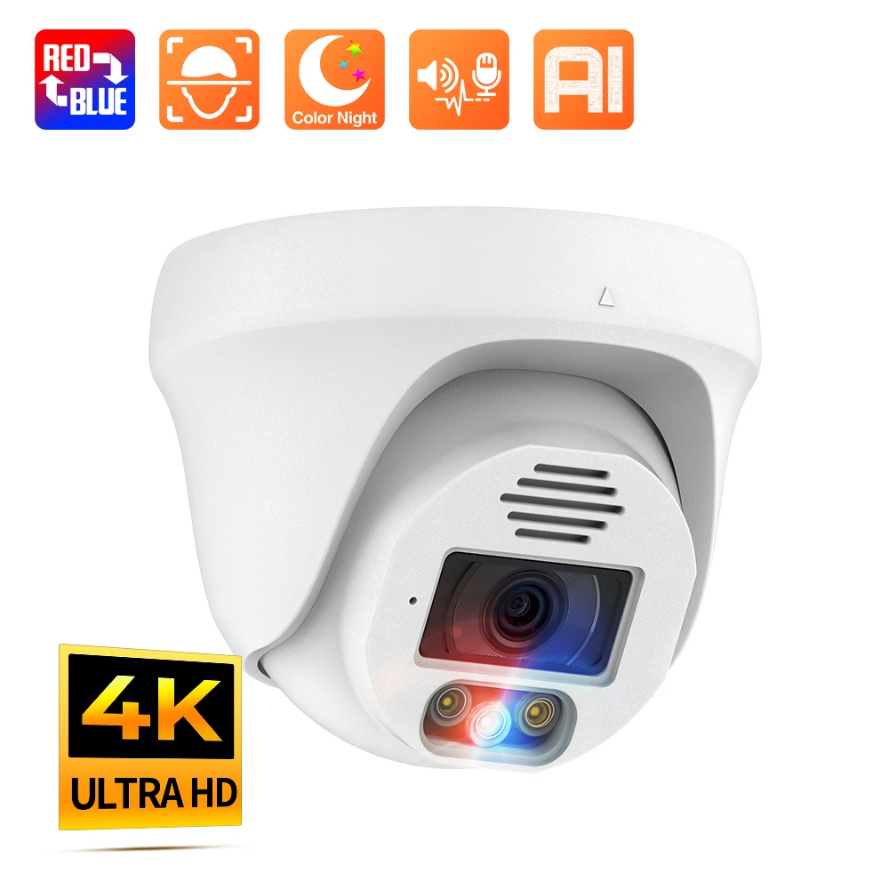 Techage-Câmera IP Dome PoE, Áudio Bidirecional, Visão Nocturna, Detecção de Movimento, Kit NVR, Sistema de CCTV, Segurança, 5MP, 8MP