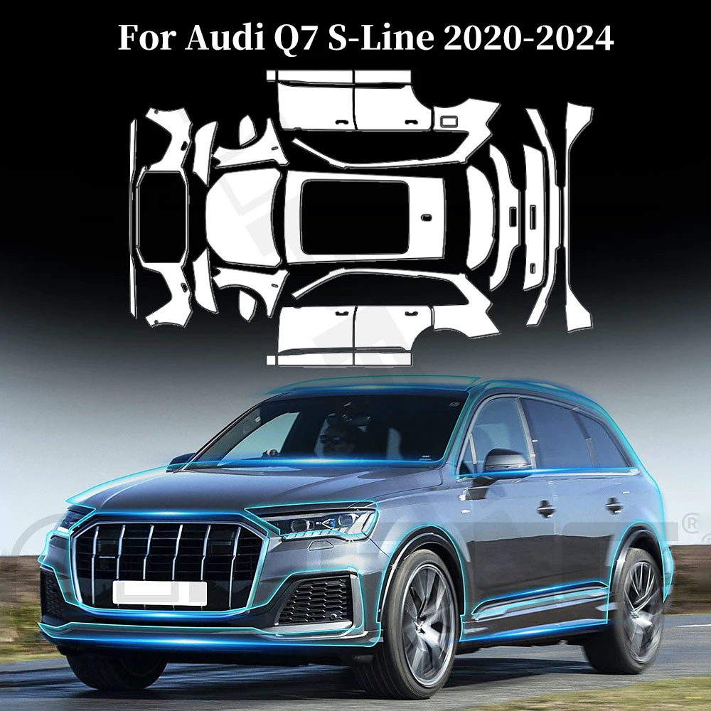 

For Audi Q7 S-Line 2020-2024 TPU Paint Protection Film Anti-Scratch Pre-cut PPF Car Body Clear Bra Resistant Kit Car Accessories