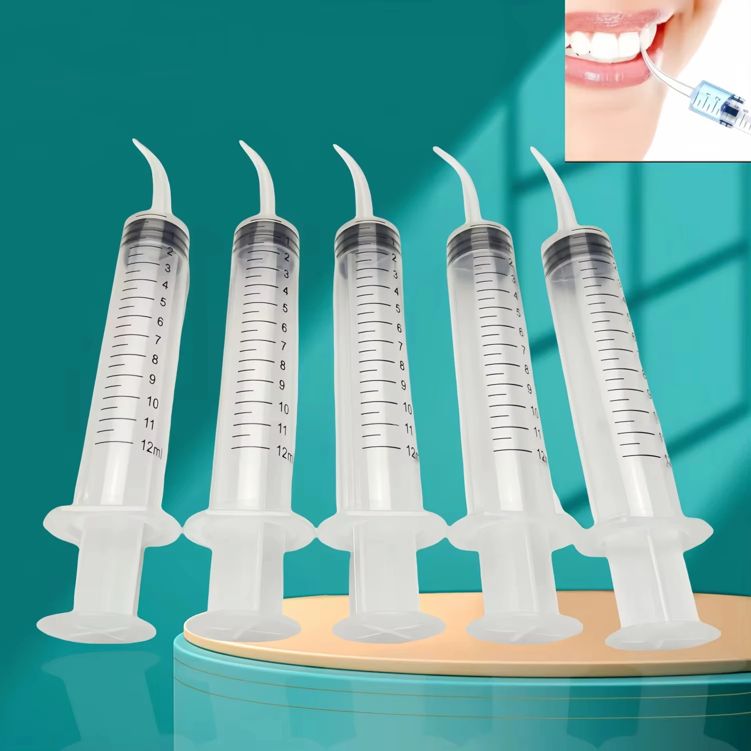 

50Pcs Dental Irrigation Syringe With Curved Tip 12ml Disposable Dental Instrument for Dentist Use Dentistry Consumable Material