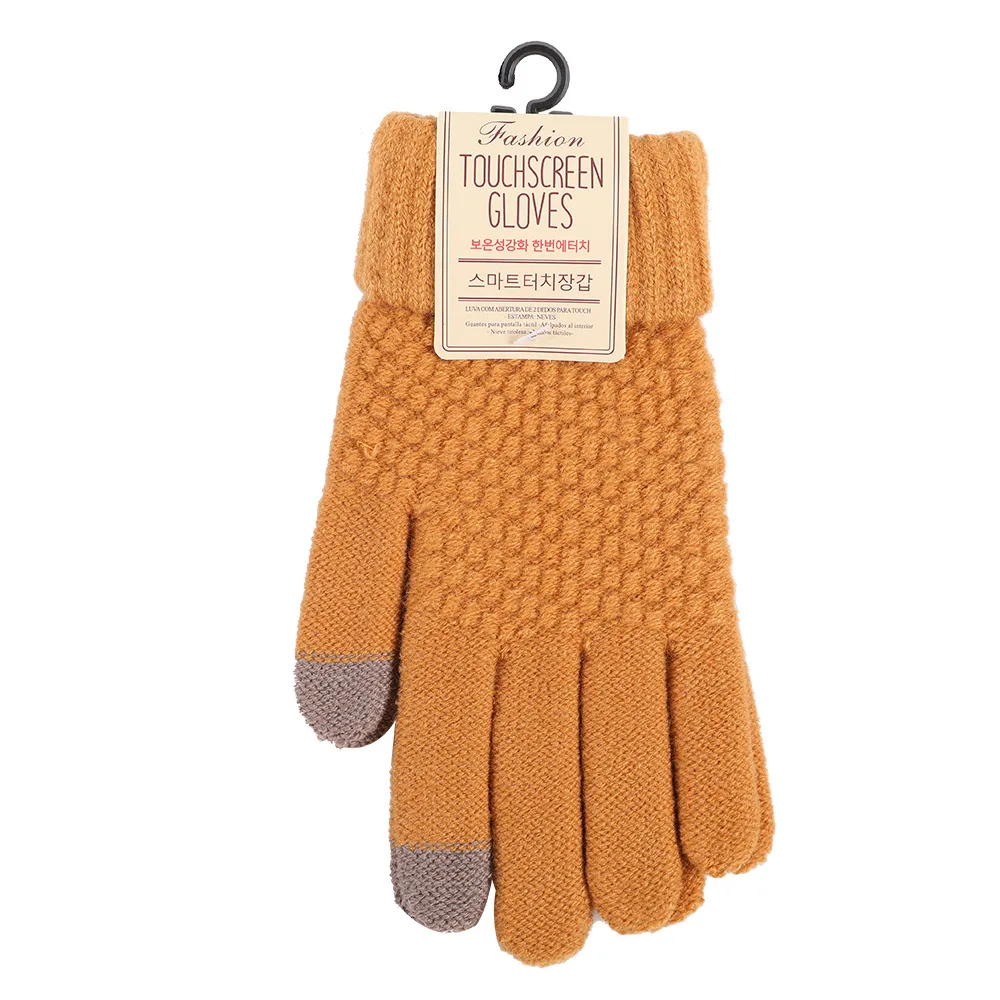 Touch screen gloves for women, fleece-lined, warm and cold-proof, Korean style, fashionable and versatile imitation cashmere ...