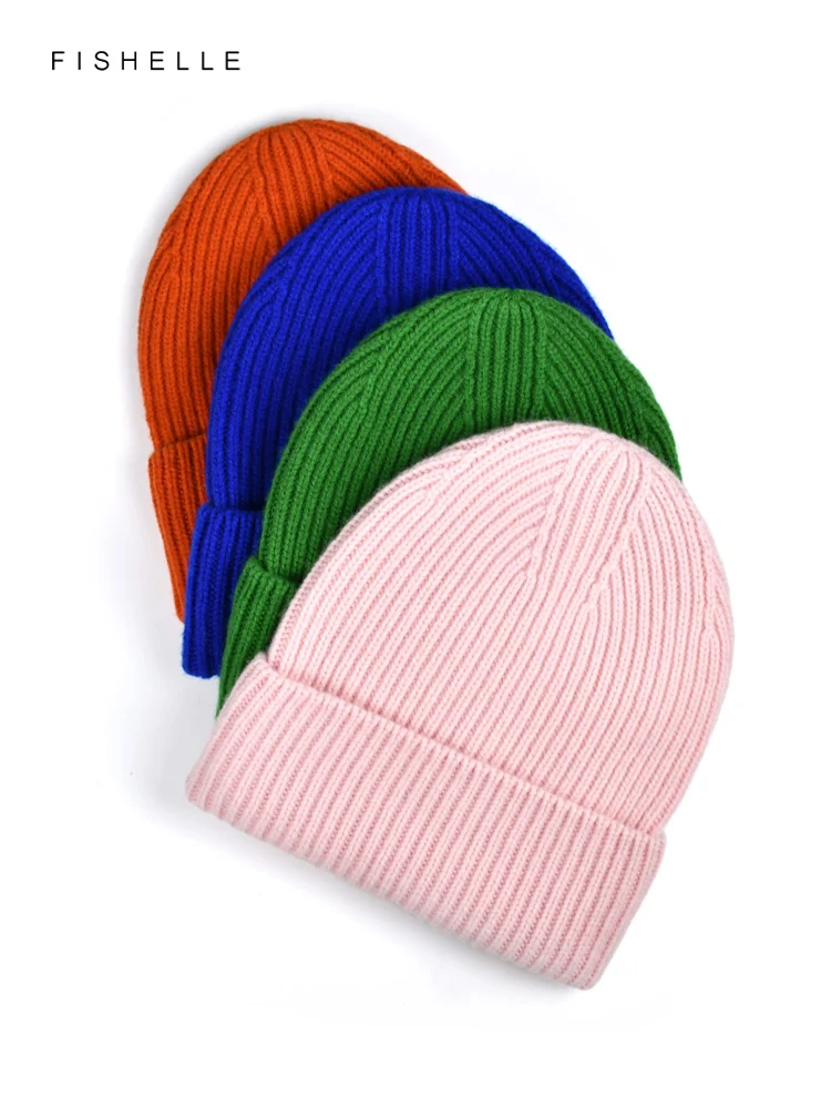 Solid wool hat women men autumn winter thick warm knitted teenage wool cap men beanie Christmas gifts