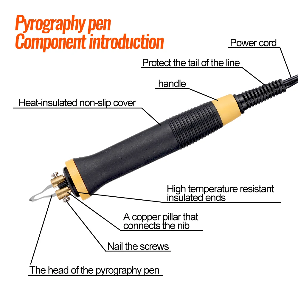 Pluma de soldador eléctrico, herramienta de pirograbado antideslizante, máquina para quemar madera, Pluma de pirograbado, pluma de