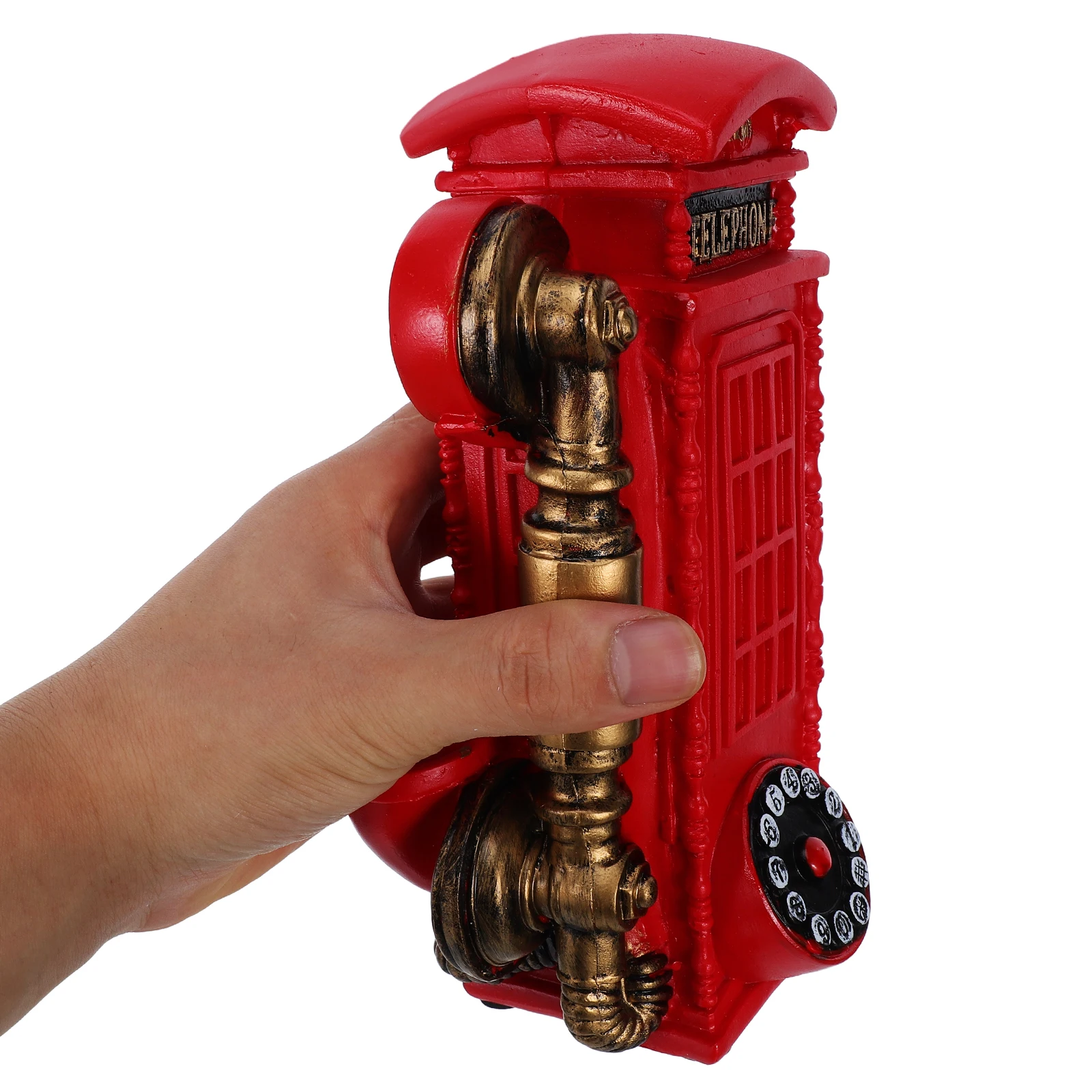 

Retro Telephone Booth Decorations Vintage Resin Classic Coin Payphone Home Office Gallery Miniature Model Rotary Design