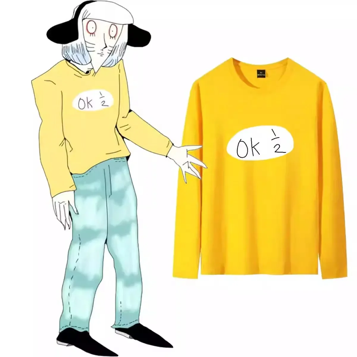 Ranfren Anime nyon cosplay Yellow long sleeved T shirt