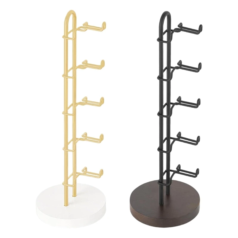 

H7EB Space Efficient Sunglasses Stand Wooden Weighted Base 5 Pair Capacity Home Decors