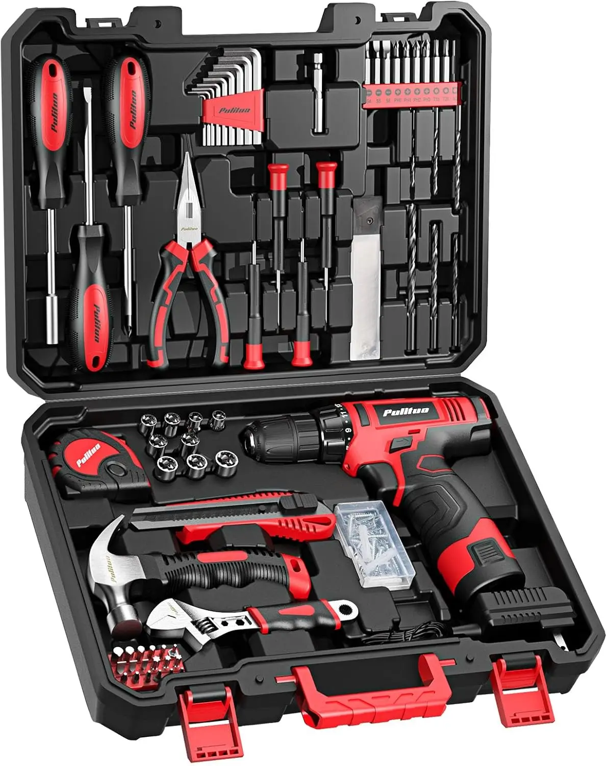 

148-Piece Home Drill Set with 12V Cordless Drill, Hand Tools, Tool Box for DIY Home Improvement