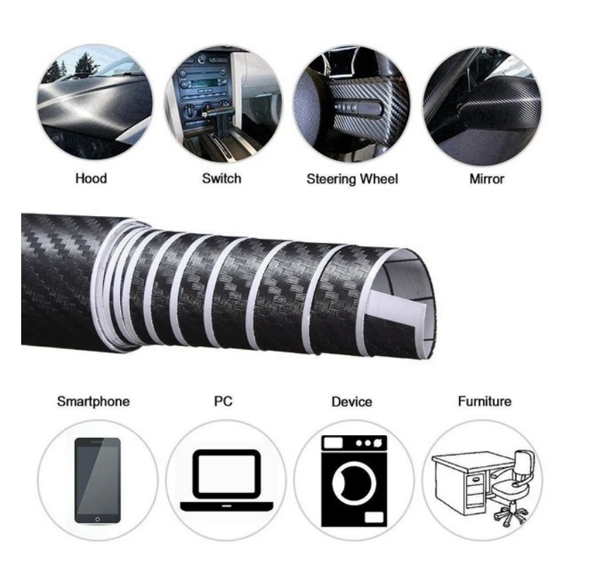 3D Carbon Fiber Vinyl Film Car Sticker Waterproof Motorcycle Bike Styling Accessories Threshold Protective Film Car Paint 2024