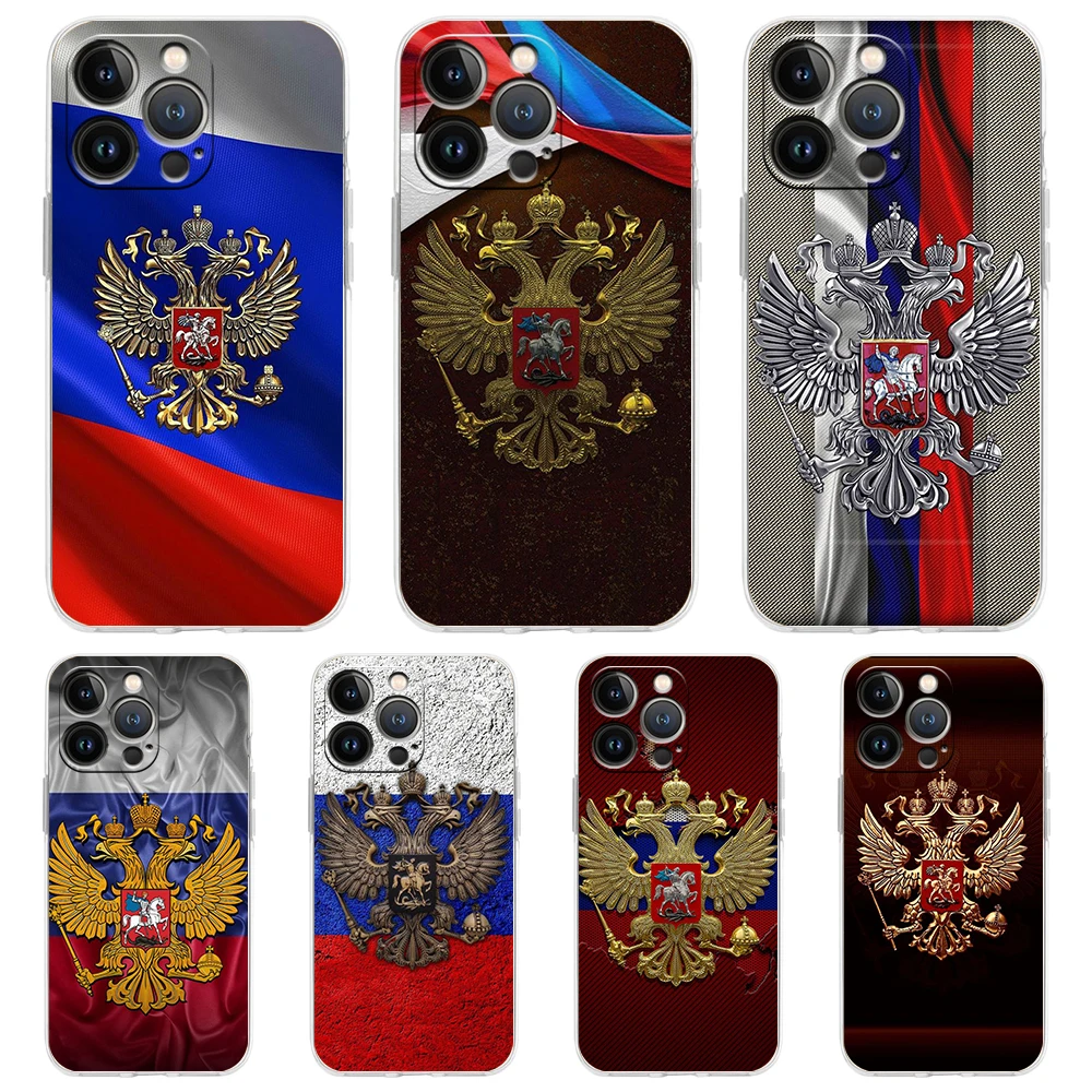 Russian Flag Case for iPhone 16 15 14 13 12 Pro Max Cover Transparent Soft for iPhone 11 Pro Max 7 8 Plus XS XR Shell Bags Capas