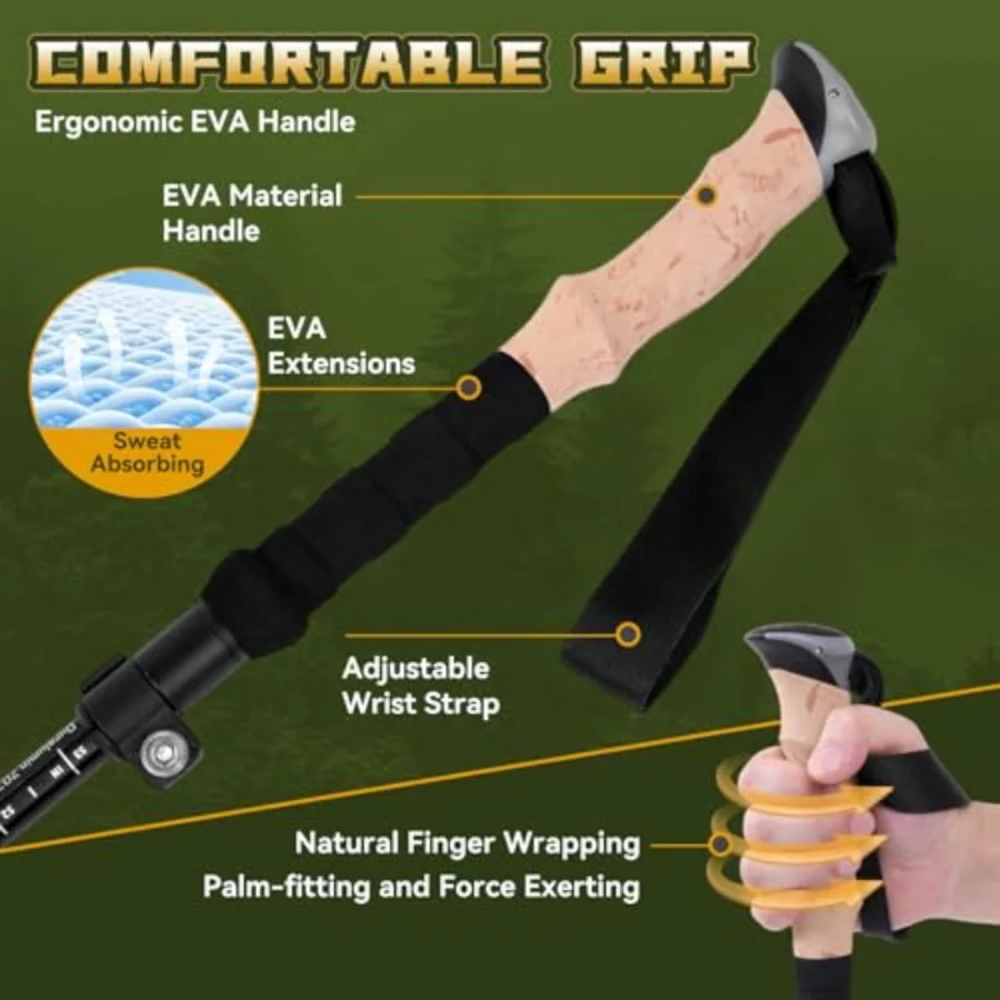 أقطاب رحلات من سبائك الألومنيوم من الدرجة الطيران للمشي لمسافات طويلة في جميع التضاريس في 4 مواسم: أعواد مشي قوية وخفيفة الوزن وقابلة للطي