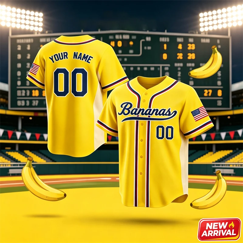 Custom Name Banana Baseball Jersey Men Summer Quick Dry Sports Shirt Personalized Number New Oversized Short Sleeve Tee Shirts