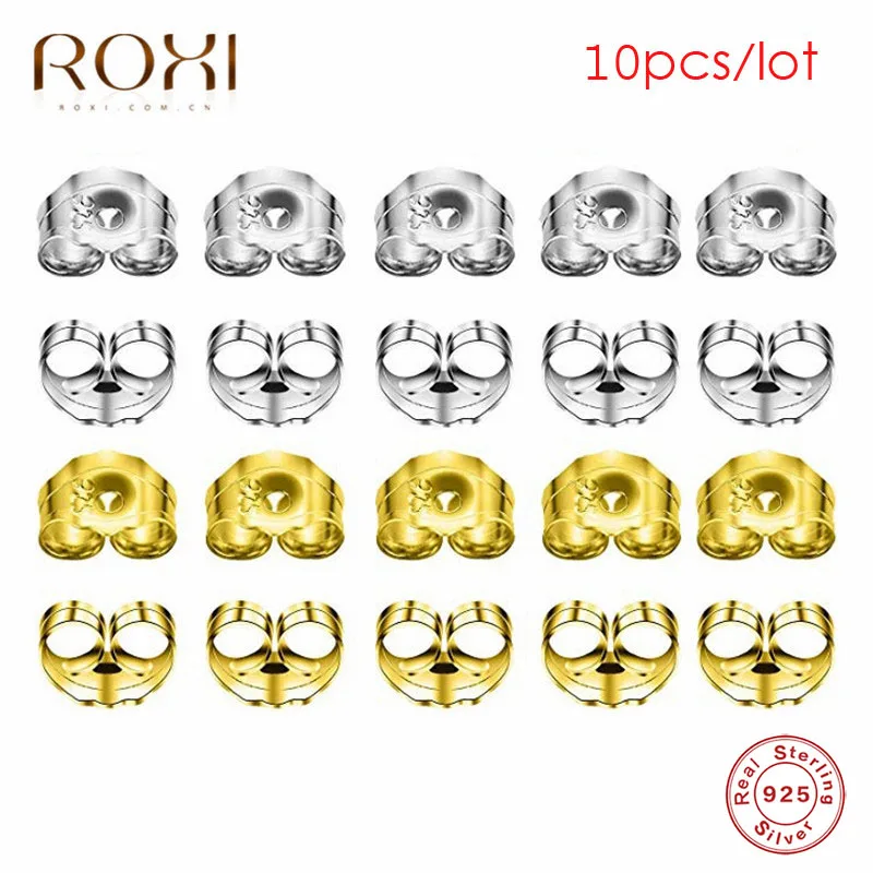 ROXI 10Pcs DIY 925 Sterling Earring Back Fit Stud Earrings Clasp Cute Butterfly Earring Stopper Ear Plug Backfinding Accessories