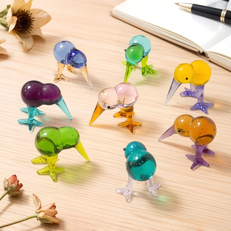 

Different Styles Cute Kiwi Bird Miniature Figurine Glass Ornament Creative Home Living Room Tabletop Fairy Garden Decor Supplies