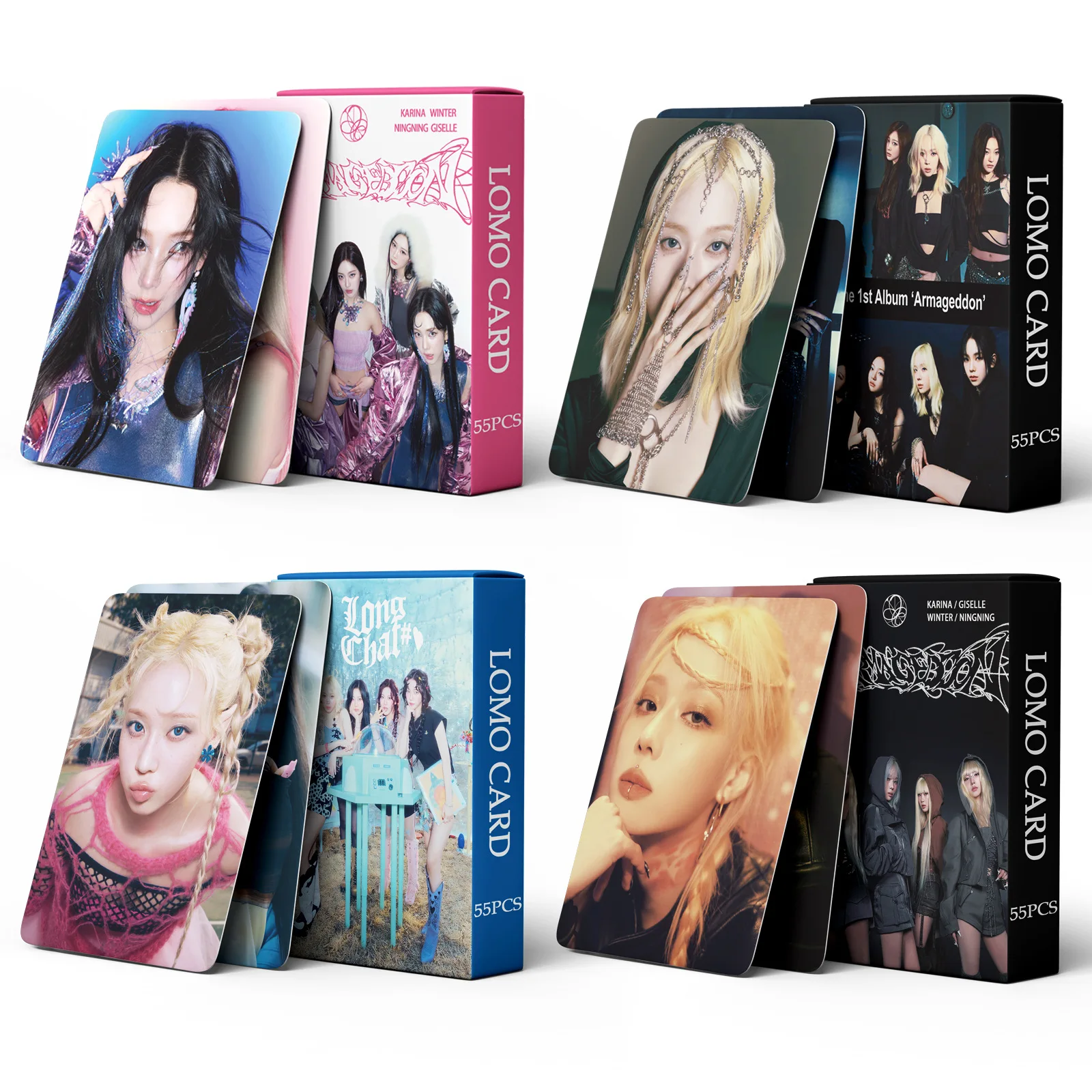 All Styles 55PCS/aespa Kpop New Album Photocard Armageddon Postcard Star Card Album Card Karina Giselle Fan Collection Lomo Card