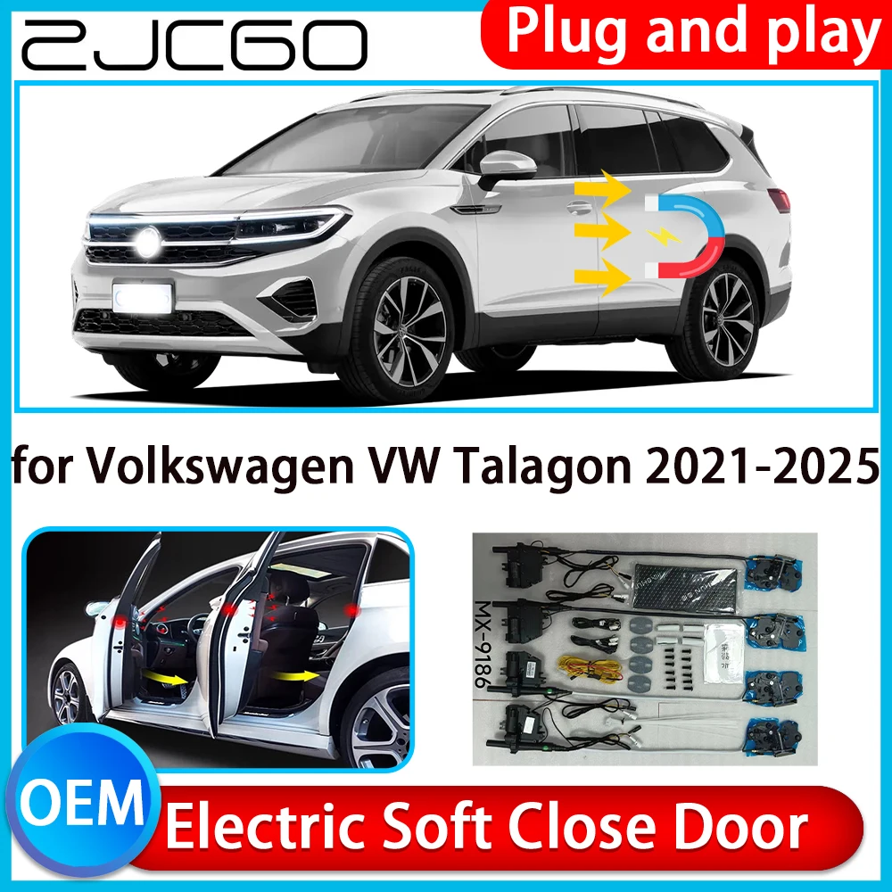 

ZJCGO for Volkswagen VW Talagon 2021-2025 Auto Pull Car Soft Close Kit Door Power Latch Electric Door Catch Soft Closing Assist