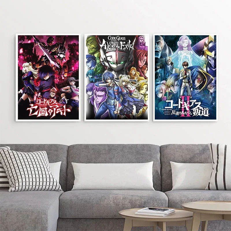 قماش اللوحة رمز Geass المشارك اليابان أنيمي دور الشكل جدار الفن Lelouch الملصقات ديكور طباعة غرفة صورة ديكور المنزل