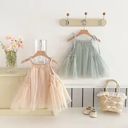 0-3Y Summer Clothes Baby Girls Mesh Suspender Dress Sweet Ruffle Tulle Dress Birthday Party Toddler Princess Dress