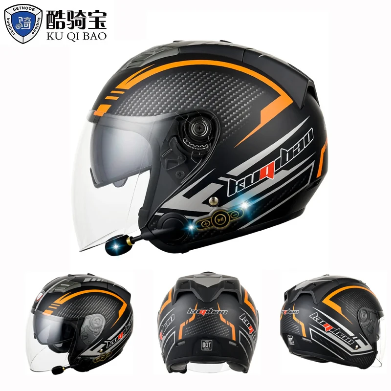 

Kuqibao мотоциклетный шлем со встроенными Bluetooth HD линзами, шлемы для мотокросса Aprobado Por DOT ABS Crash Casco, полушлем