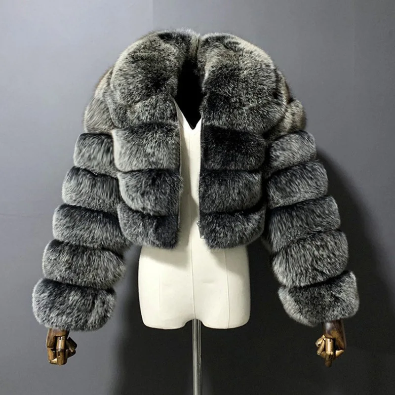 

Faux Fur Coats Women Jackets Turn Down Collar Full Sleeve Short Coat Thick Warm Y2k Streetwear Jacket Outerwear Autumn Winter