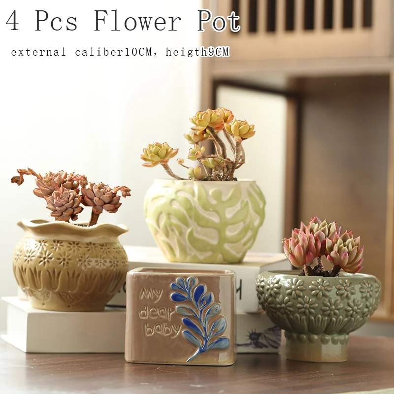 

Flower Pot Painting Clear Succulent Cactus Pot Plant Garden Ceramic Planter Pots Outdoor Garden Home